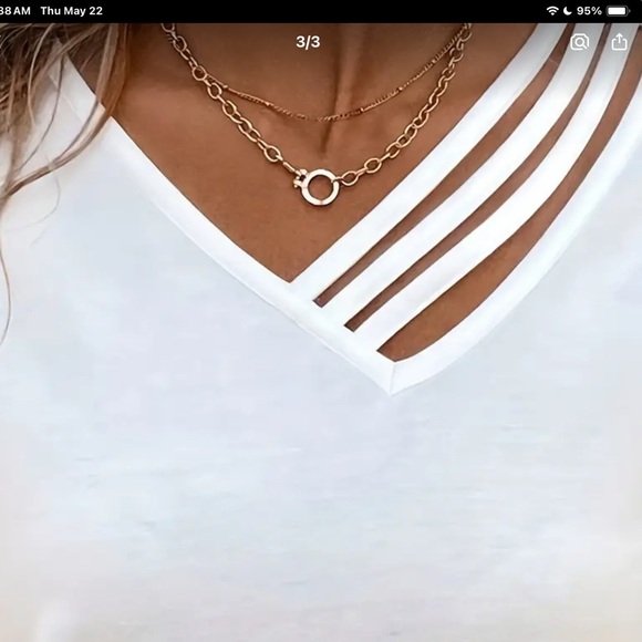 Plus size 3X White Strappy V-Neck Top - Picture 3 of 7